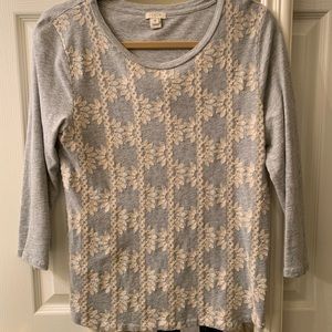 J. Crew top size medium like new. Grey w pink